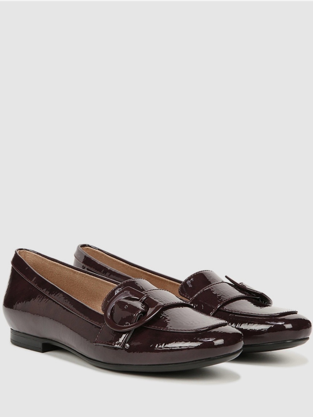 Naturalizer Kayden Moc Brown Patent Loafer Side Buckle US 9M Casual Office Comfy